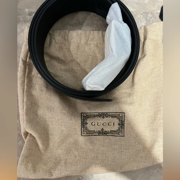 Gucci authentic- Leather belt with Double G buckle size 110 Wide Black Leather Women main image 2